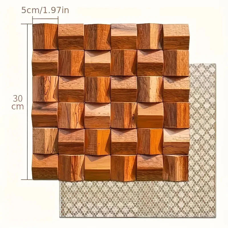 Massivholz 3D Mosaikplatte Premium ✅(30 x 30 cm)