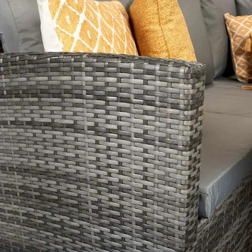 Windsor Rattan Feuertisch-Ecksofa und Hocker Gartenmöbel-Set