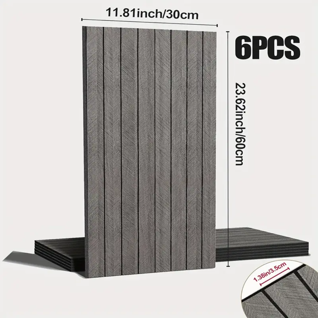 3D-Holzlattenwandpaneele, selbstklebend, abnehmbar, wasserdicht. Kaufe 1, erhalte 6 Premium-Paneele für nur 7 £! (30 cm x 60 cm)