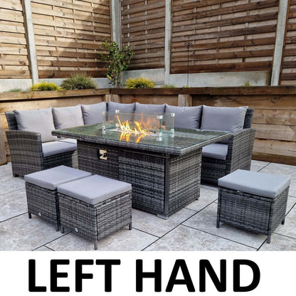 Windsor Rattan Feuertisch-Ecksofa und Hocker Gartenmöbel-Set