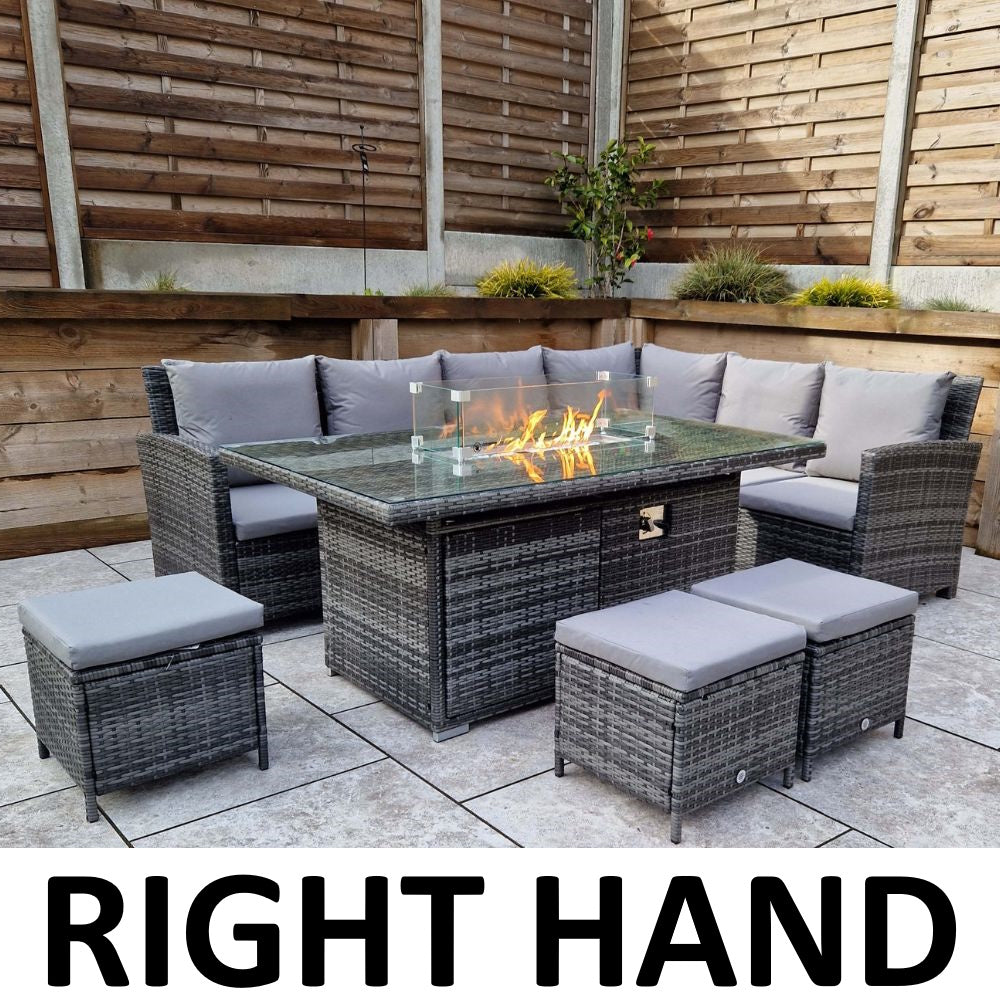 Windsor Rattan Feuertisch-Ecksofa und Hocker Gartenmöbel-Set