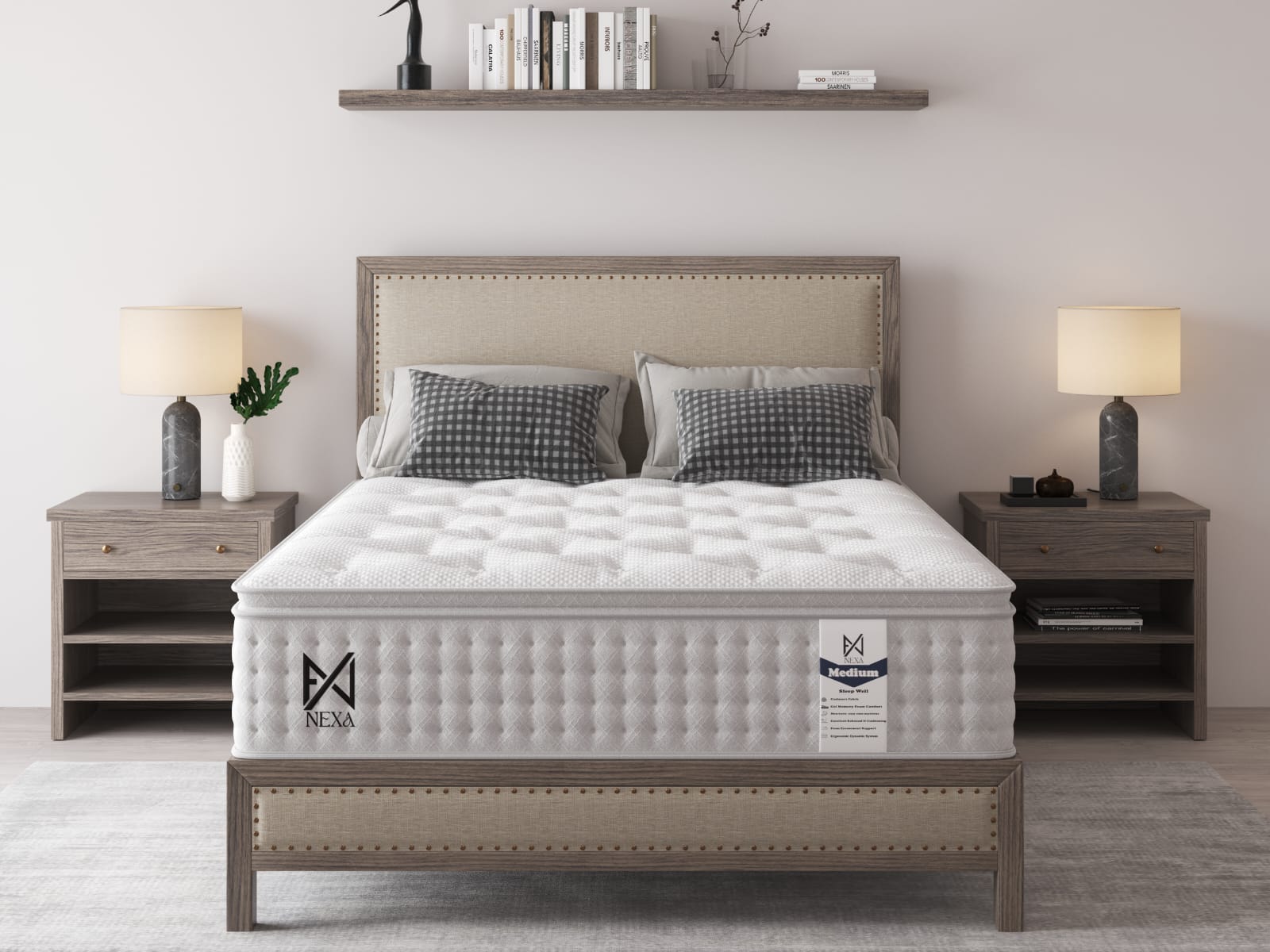 Die Luxus Plüsch Nexus 1000 Tonnentaschenfederkern-Matratze mit Pillow-Top – Mittel